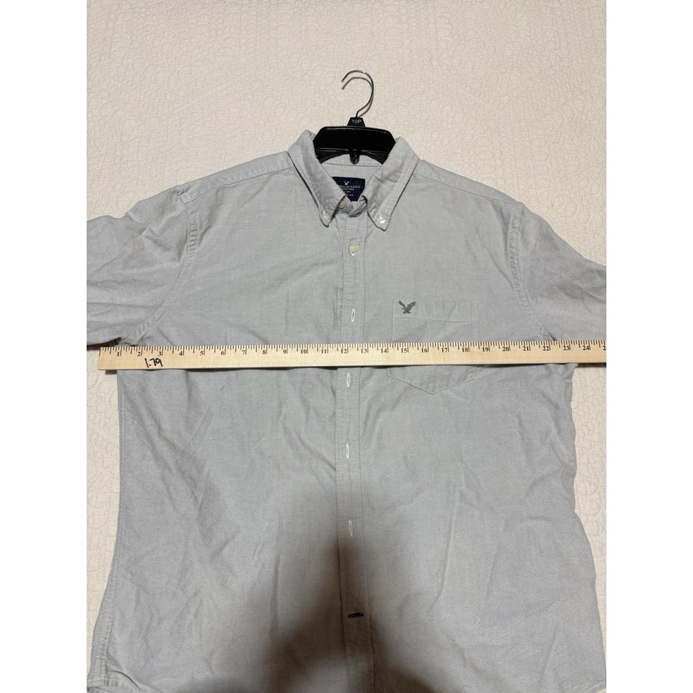 American Eagle Outfitters Men's XL Gray Classic Fit Embroidered Button-Down LS - Picture 5 of 6